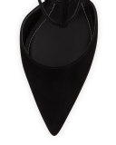 Alisha Three-Strap Suede Pump, Black