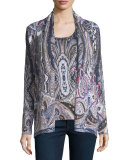 Regal Paisley Open Cashmere Cardigan