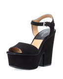 Harley Suede Platform Sandal, Black