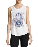 Dreamer Hamsa Muscle Tank Top, White