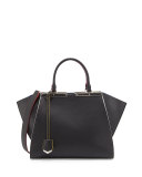 3 Jours Medium Leather Satchel Bag, Black Multi