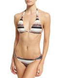 Bia Thai Striped Full Swim Bottom, White