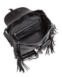 Festival Leather Medium Fringe Backpack, Black