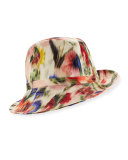 Printed Sidesweep Hat w/ Pin, Multicolor