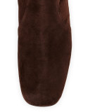 Stretch-Suede Knee Boot, Brown 