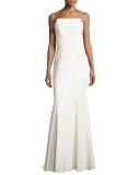 Strapless Structured Crepe Gown, Off White