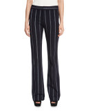 Striped Flare Trousers, Midnight/White