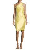 One-Shoulder Jacquard Sheath Dress, Daisy 