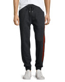 Side-Stripe Sweatpants, Black Melange