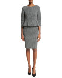 Gingham Sleeveless Sheath Dress, Black/White