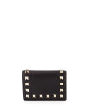 Rockstud Small Full-Flap Card Case, Black