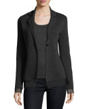 Chiffon-Trimmed Cashmere Blazer Jacket