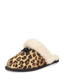 Scuffette II Calf-Hair Slipper, Chestnut Leopard