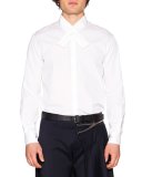 Crossover-Collar Dress Shirt, White