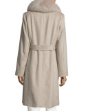 Long Belted Felt Coat, Stone