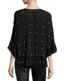 Alasdair Embroidered Top, Black