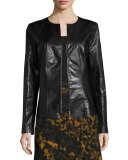 Maris Lambskin Peplum Jacket, Black