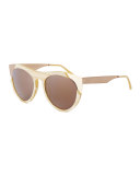 Zoubisou Cat-Eye Sunglasses, Cream/Gold