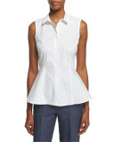 Sleeveless Stretch-Cotton Peplum Top 