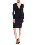High-Waist Jersey Pencil Skirt, Midnight Blue