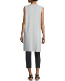 Long Intarsia-Grid Vest, Sterling