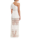 Havana Crochet-Panel One-Shoulder Coverup Dress