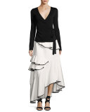 Helena Asymmetric Ottoman Maxi Skirt, Ivory