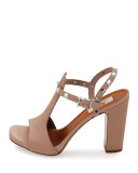 Rockstud T-Strap 90mm Sandal, Poudre
