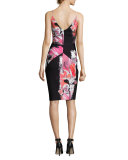 Judy Floral Ponte Sheath Dress, Multicolor