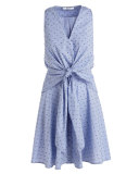 Sleeveless Tie-Back Poplin Dress, Blue
