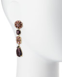 crystal statement linear earrings, purple/multi