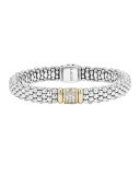 Silver Caviar Bracelet with 18k Gold, 9mm