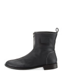 x Zayn Men's Zip-Front Leather Ankle Boot, Nero/Black