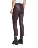 Leather Cropped Flare Pants, Burgundy