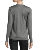 Drapey Tencel® Long-Sleeve Long Lean Top, Ash 