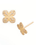 Scalloped Pave Diamond Flower Earrings, 0.31 TCW
