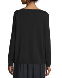 Sequined Orchid Intarsia Sweater, Black/White, Petite   