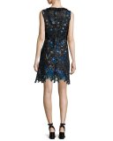 Elisha Sleeveless Floral-Lace Dress, Cobalt Multi