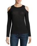 Fitted Cold-Shoulder Top, Black