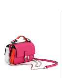 Baguette Micro Double-Sided Tricolor Bag, White/Pink/Orange