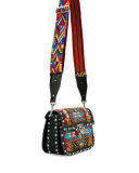 Rockstud Rolling Glam Santeria Medium Shoulder Bag, Multicolor/Black/Light Cuir