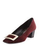 Decollete Belle Vivier Suede Pump, Burgundy