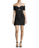 Vanessa Off-the-Shoulder Peplum Cocktail Dress, Black
