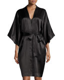 Contrast-Trimmed Silk Kimono Robe