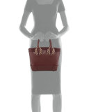 Eloise Small Leather Spike Tote Bag, Bordeaux