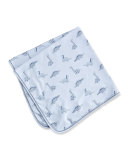 Dino Daze Printed Pima Blanket, Blue