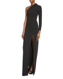 Nadia One-Shoulder Maxi Dress, Black