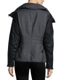 Wool and Leather Jacket, Charcoal/Heather Gray
