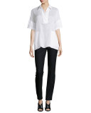 Mitra Half-Sleeve Blouse, White