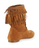 Tiger Lily Fringe Suede Bootie, Cognac